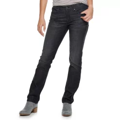 Women's Sonoma Goods For Life® Supersoft Midrise Straight-Leg Jeans -Sonoma Goods For Life Shop 3022856 Black Crosshatch