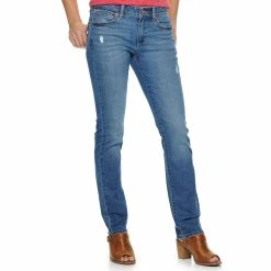 Women's Sonoma Goods For Life® Supersoft Midrise Straight-Leg Jeans -Sonoma Goods For Life Shop 3022856 Crosshatch Destructed
