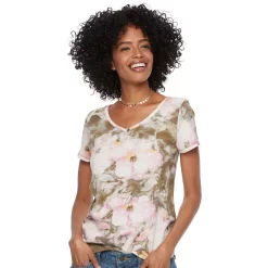 Petite Sonoma Goods For Life® Essential V-Neck Tee -Sonoma Goods For Life Shop 3053848 Olive Floral