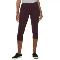 Women's Sonoma Goods For Life® Wide-Waist Capri Leggings -Sonoma Goods For Life Shop 3584124 Burgundy