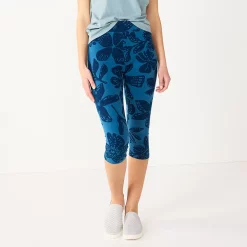 Women's Sonoma Goods For Life® Wide-Waist Capri Leggings -Sonoma Goods For Life Shop 3584124 Navy Tropical