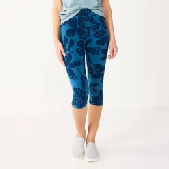 Petite Sonoma Goods For Life® Wide-Waist Capri Leggings 19 Petite Sonoma Goods For Life® Wide-Waist Capri Leggings -Sonoma Goods For Life Shop 3590181 Navy Tropical