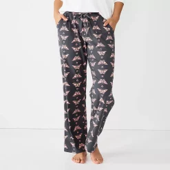 Women's Sonoma Goods For Life® Cozy Pajama Pants -Sonoma Goods For Life Shop 4211999 Grey Love Butterfly