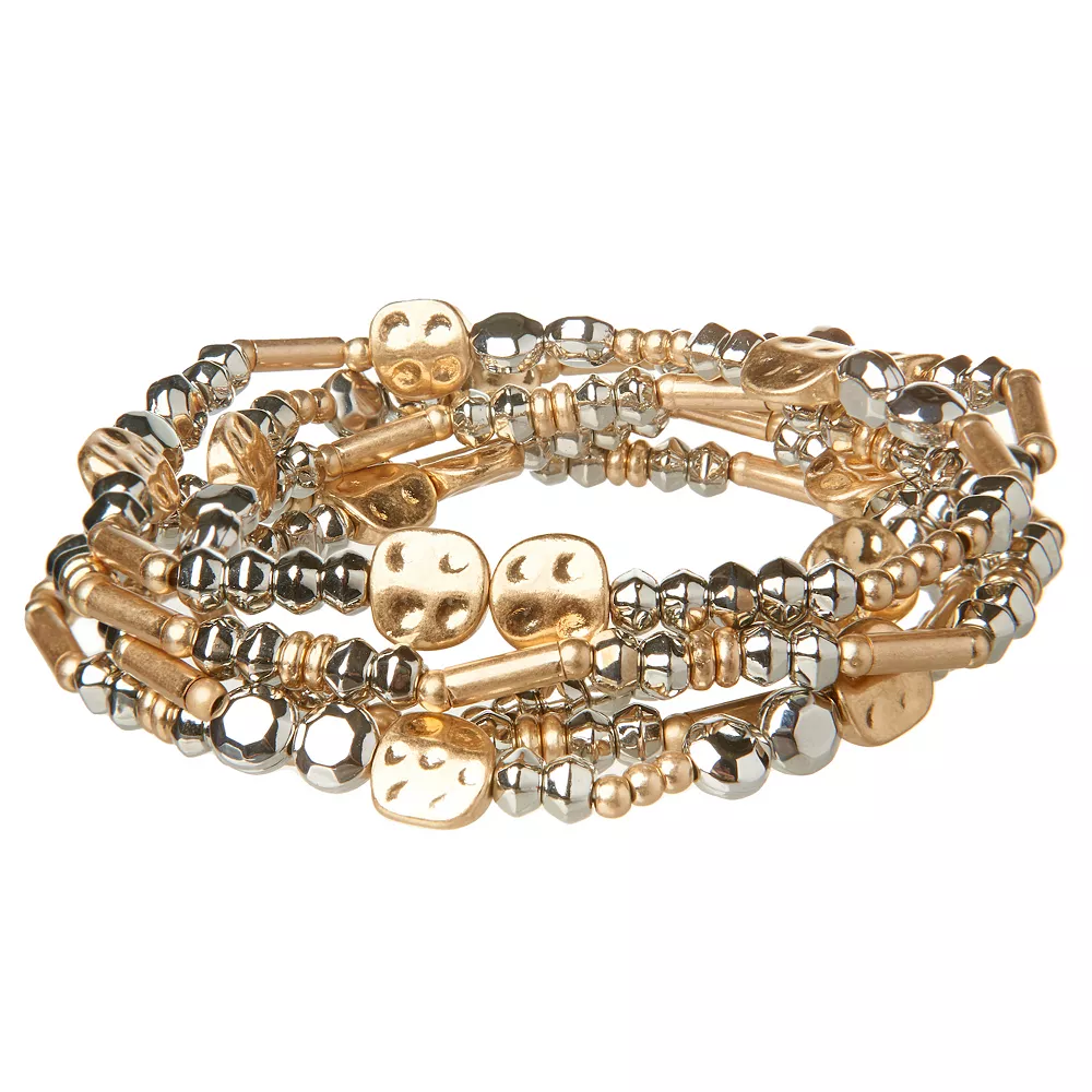 Sonoma Goods For Life® Jet Tone & Gold Tone Beaded Stretch Bracelet Set 1 Sonoma Goods For Life® Jet Tone & Gold Tone Beaded Stretch Bracelet Set
