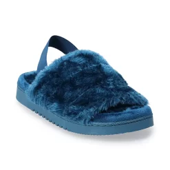 Women's Sonoma Goods For Life® Faux Fur Slide Slipper with Backstrap -Sonoma Goods For Life Shop 4797542 Poseidon