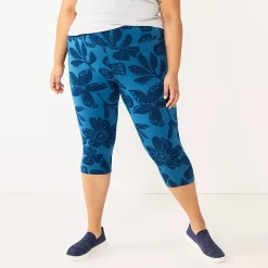 Plus Size Sonoma Goods For Life® Knit Capri Leggings -Sonoma Goods For Life Shop 4878367 Navy Bloom