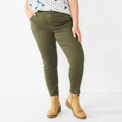 Plus Size Sonoma Goods For Life® Comfortable Favorite Mid-Rise Jeggings -Sonoma Goods For Life Shop 4916239 Olive