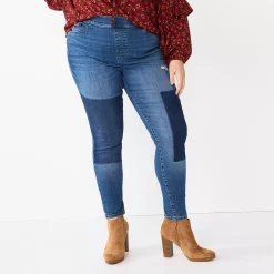Plus Size Sonoma Goods For Life® Comfortable Favorite Mid-Rise Jeggings -Sonoma Goods For Life Shop 4916239 Patchwork