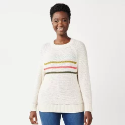 Women's Sonoma Goods For Life® All Over Stitch Crewneck Sweater 22 Women's Sonoma Goods For Life® All Over Stitch Crewneck Sweater -Sonoma Goods For Life Shop 4923526 Beige Stripe