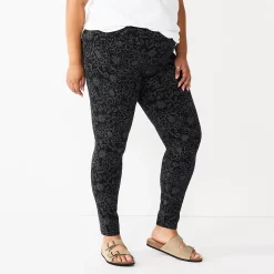 Plus Size Sonoma Goods For Life® Midrise Leggings -Sonoma Goods For Life Shop 4966829 Black Floral