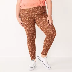 Plus Size Sonoma Goods For Life® Midrise Leggings -Sonoma Goods For Life Shop 4966829 Brown Floral