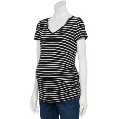 Maternity Sonoma Goods For Life® Essential V-Neck Tee -Sonoma Goods For Life Shop 4980526 Black Stripe