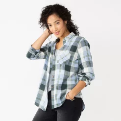 Women's Sonoma Goods For Life® Essential Everyday Button-Down Shirt 26 Women's Sonoma Goods For Life® Essential Everyday Button-Down Shirt -Sonoma Goods For Life Shop 4991213 Green Blue Plaid