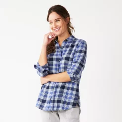 Women's Sonoma Goods For Life® Essential Everyday Button-Down Shirt 23 Women's Sonoma Goods For Life® Essential Everyday Button-Down Shirt -Sonoma Goods For Life Shop 4991213 Light Blue Plaid