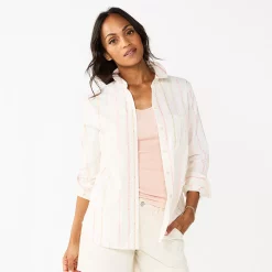 Women's Sonoma Goods For Life® Essential Everyday Button-Down Shirt 29 Women's Sonoma Goods For Life® Essential Everyday Button-Down Shirt -Sonoma Goods For Life Shop 4991213 White Multi Stripe