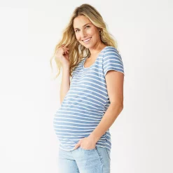 Maternity Sonoma Goods For Life® Essential Scoopneck Tee -Sonoma Goods For Life Shop 4998304 Blue Stripe