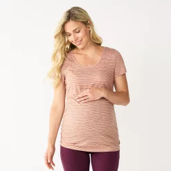 Maternity Sonoma Goods For Life® Essential Scoopneck Tee -Sonoma Goods For Life Shop 4998304 Brown Pink Stripe