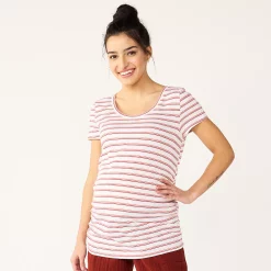 Maternity Sonoma Goods For Life® Essential Scoopneck Tee -Sonoma Goods For Life Shop 4998304 Rust Stripe