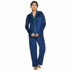 Women's Sonoma Goods For Life® Velour Long Sleeve Pajama Shirt & Pajama Pants Sleep Set 17 Women's Sonoma Goods For Life® Velour Long Sleeve Pajama Shirt & Pajama Pants Sleep Set -Sonoma Goods For Life Shop 5033010 Navy Dot
