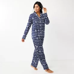 Women's Sonoma Goods For Life® Velour Long Sleeve Pajama Shirt & Pajama Pants Sleep Set 14 Women's Sonoma Goods For Life® Velour Long Sleeve Pajama Shirt & Pajama Pants Sleep Set -Sonoma Goods For Life Shop 5033010 Navy Fairisle