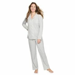 Women's Sonoma Goods For Life® Velour Long Sleeve Pajama Shirt & Pajama Pants Sleep Set 18 Women's Sonoma Goods For Life® Velour Long Sleeve Pajama Shirt & Pajama Pants Sleep Set -Sonoma Goods For Life Shop 5033010 Silver Heather