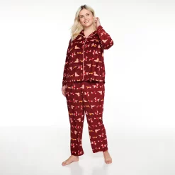 Plus Size Sonoma Goods For Life® Velour Pajama Shirt & Pajama Pants Set -Sonoma Goods For Life Shop 5033014 Red Dogs