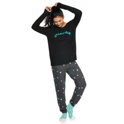 Women's Sonoma Goods For Life® 3-pc. Long Sleeve Pajama Top, Pajama Pants & Socks Set -Sonoma Goods For Life Shop 5034508 Charcoal Stargazer