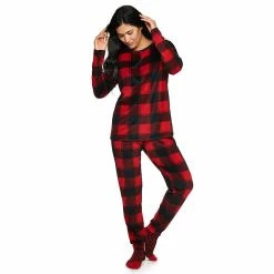 Women's Sonoma Goods For Life® 3-pc. Long Sleeve Pajama Top, Pajama Pants & Socks Set -Sonoma Goods For Life Shop 5034508 Red Buffalo Check