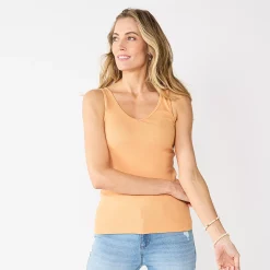 Women's Sonoma Goods For Life® Everyday Ribbed Tank -Sonoma Goods For Life Shop 5046234 Peach