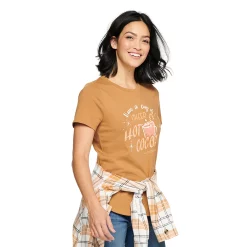 Women's Sonoma Goods For Life® Short Sleeve Holiday Graphic Tee 23 Women's Sonoma Goods For Life® Short Sleeve Holiday Graphic Tee -Sonoma Goods For Life Shop 5180762 Cup Of Cheer Brown