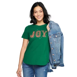 Women's Sonoma Goods For Life® Short Sleeve Holiday Graphic Tee 31 Women's Sonoma Goods For Life® Short Sleeve Holiday Graphic Tee -Sonoma Goods For Life Shop 5180762 Joy Green