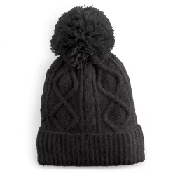 Women's Sonoma Goods For Life® Sherpa-Lined Cable Knit Beanie -Sonoma Goods For Life Shop 5194661 Black