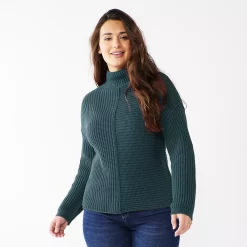 Women's Sonoma Goods For Life® Exposed Seaming Mockneck Sweater -Sonoma Goods For Life Shop 5195667 Green Twist