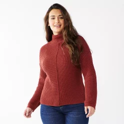 Women's Sonoma Goods For Life® Exposed Seaming Mockneck Sweater -Sonoma Goods For Life Shop 5195667 Marsala Flower