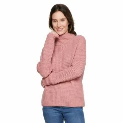 Women's Sonoma Goods For Life® Exposed Seaming Mockneck Sweater -Sonoma Goods For Life Shop 5195667 Peach Layer