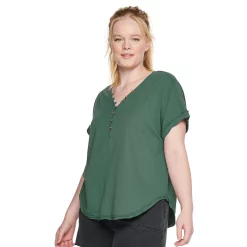 Plus Size Sonoma Goods For LifeĀ® Dolman Short Sleeve Button Front Top