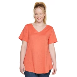 Plus Size Sonoma Goods For Life® V-Neck Tunic Tee -Sonoma Goods For Life Shop 5209140 Oak Orange
