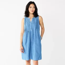 Women's Sonoma Goods For Life® Pintuck Linen-Blend Dress 28 Women's Sonoma Goods For Life® Pintuck Linen-Blend Dress -Sonoma Goods For Life Shop 5215954 Chambray