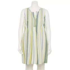 Plus Size Sonoma Goods For Life® Pintuck Linen-Blend Dress -Sonoma Goods For Life Shop 5223428 Multi Green Stripe