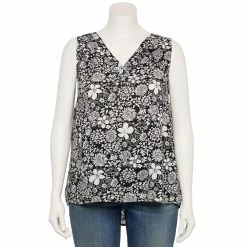 Plus Size Sonoma Goods For Life® V-Neck Tank -Sonoma Goods For Life Shop 5226888 Black White Floral