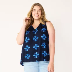 Plus Size Sonoma Goods For Life® V-Neck Tank -Sonoma Goods For Life Shop 5226888 Large Navy Floral