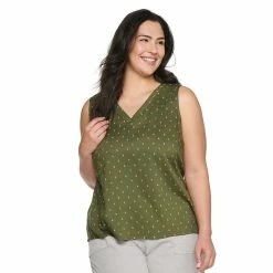 Plus Size Sonoma Goods For Life® V-Neck Tank -Sonoma Goods For Life Shop 5226888 Olive Diamond Geo
