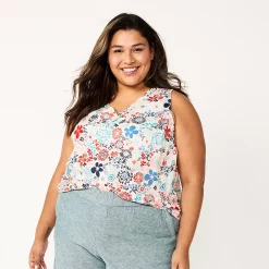 Plus Size Sonoma Goods For Life® V-Neck Tank -Sonoma Goods For Life Shop 5226888 Red Blue Multi Floral