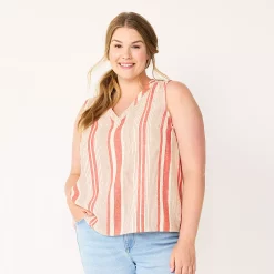 Plus Size Sonoma Goods For Life® V-Neck Tank -Sonoma Goods For Life Shop 5226888 Red Stripe