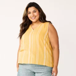 Plus Size Sonoma Goods For Life® V-Neck Tank -Sonoma Goods For Life Shop 5226888 Yellow Stripe