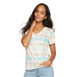 Petite Sonoma Goods For Life® Everyday Short Sleeve V-Neck Tee -Sonoma Goods For Life Shop 5234230 Blue Tie Dye