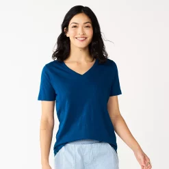 Petite Sonoma Goods For Life® Everyday Short Sleeve V-Neck Tee -Sonoma Goods For Life Shop 5234230 Dark Blue