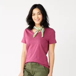 Petite Sonoma Goods For Life® Everyday Short Sleeve V-Neck Tee -Sonoma Goods For Life Shop 5234230 Dark Raspberry