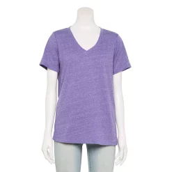 Petite Sonoma Goods For Life® Everyday Short Sleeve V-Neck Tee -Sonoma Goods For Life Shop 5234230 Grape Purple