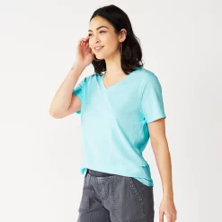 Petite Sonoma Goods For Life® Everyday Short Sleeve V-Neck Tee -Sonoma Goods For Life Shop 5234230 Light Blue